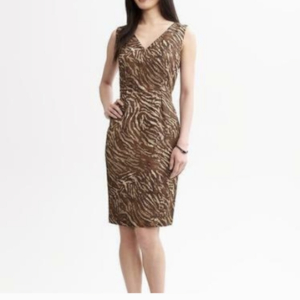 Banana Republic v neck zebra print dress